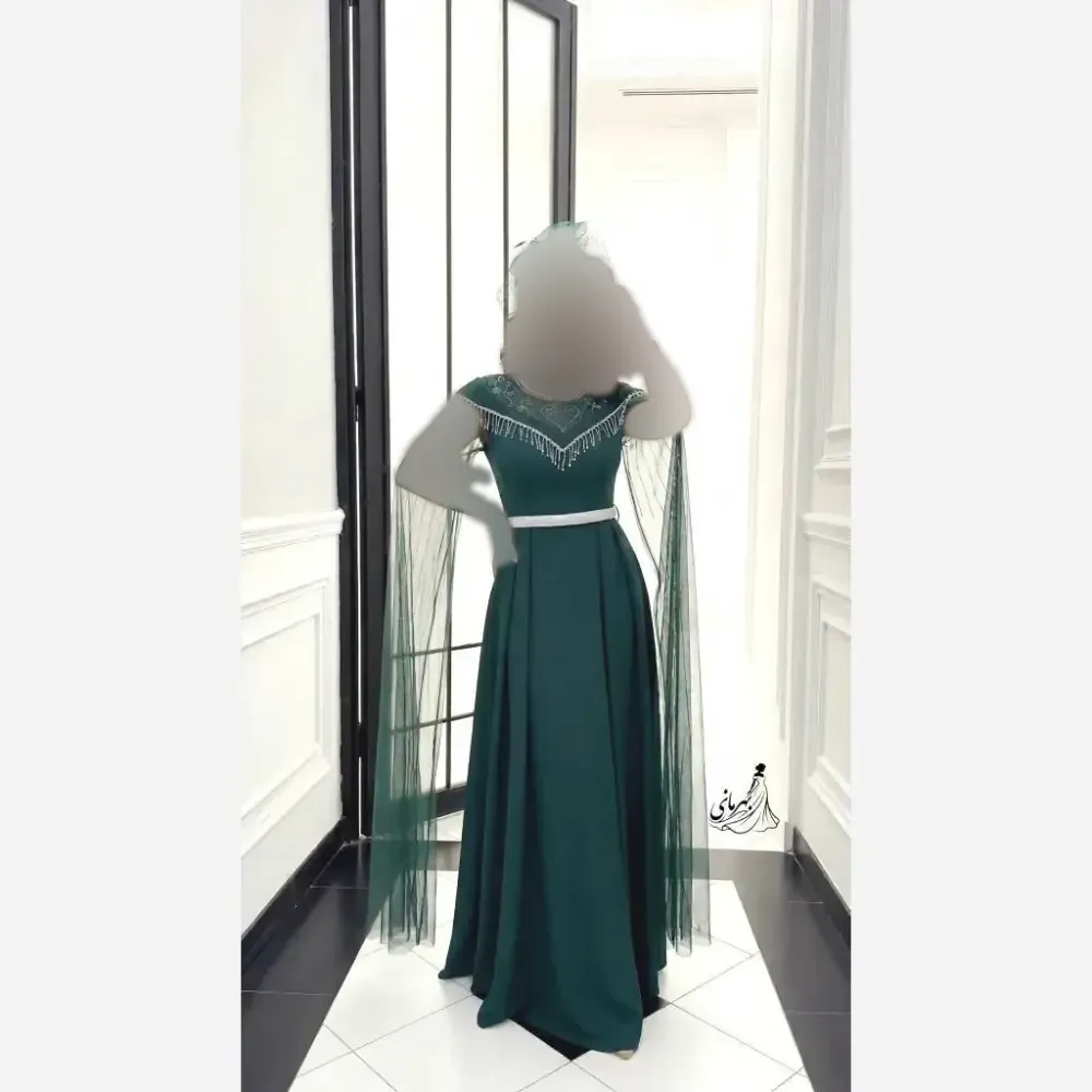 خرید لباس ماکسی فرمالیته مجلسی زنانه کرپ دالقیچ نگیندار سایز 38 تا 48