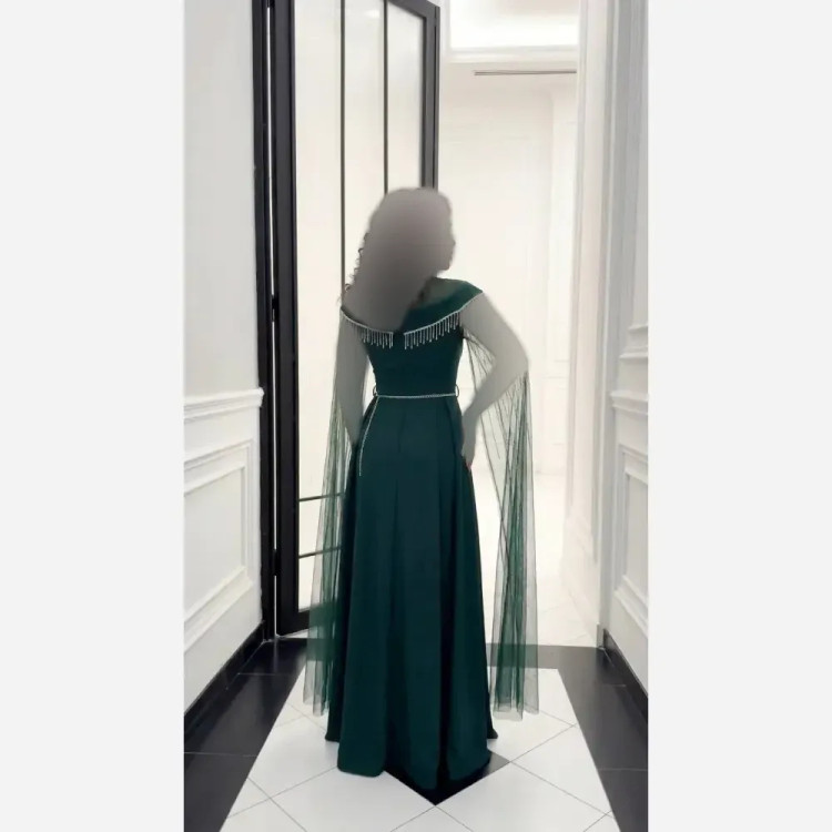 خرید لباس ماکسی فرمالیته مجلسی زنانه کرپ دالقیچ نگیندار سایز 38 تا 48