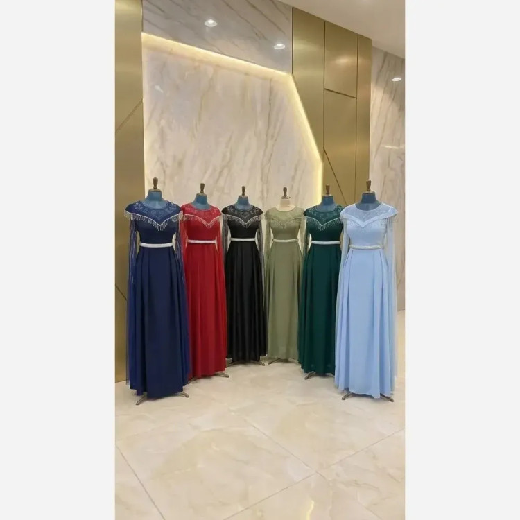 خرید لباس ماکسی فرمالیته مجلسی زنانه کرپ دالقیچ نگیندار سایز 38 تا 48