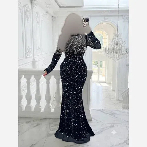 ماکسی مجلسی مدل بهاران جنس دالقیچ مروارید کوبی و نگین قد 150 سایز 36 تا 48