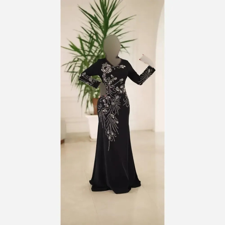 ماکسی مجلسی زنانه مدل خاطره پارچه قواصی مروارید دوزی شده سایز 38 تا 52