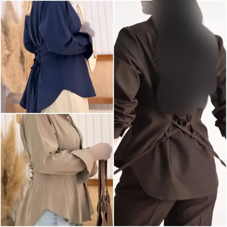 شومیز آلبورا لنین باکیفیت بند تنظیم سایز کمرشنی قد 70 سانت فری38_44/46