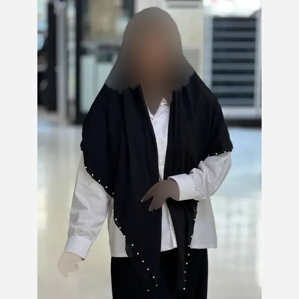 روسری نخی وال ستاره ابعاد 125x125 ایستایی عالی با مروارید پرچ شده فری سایز