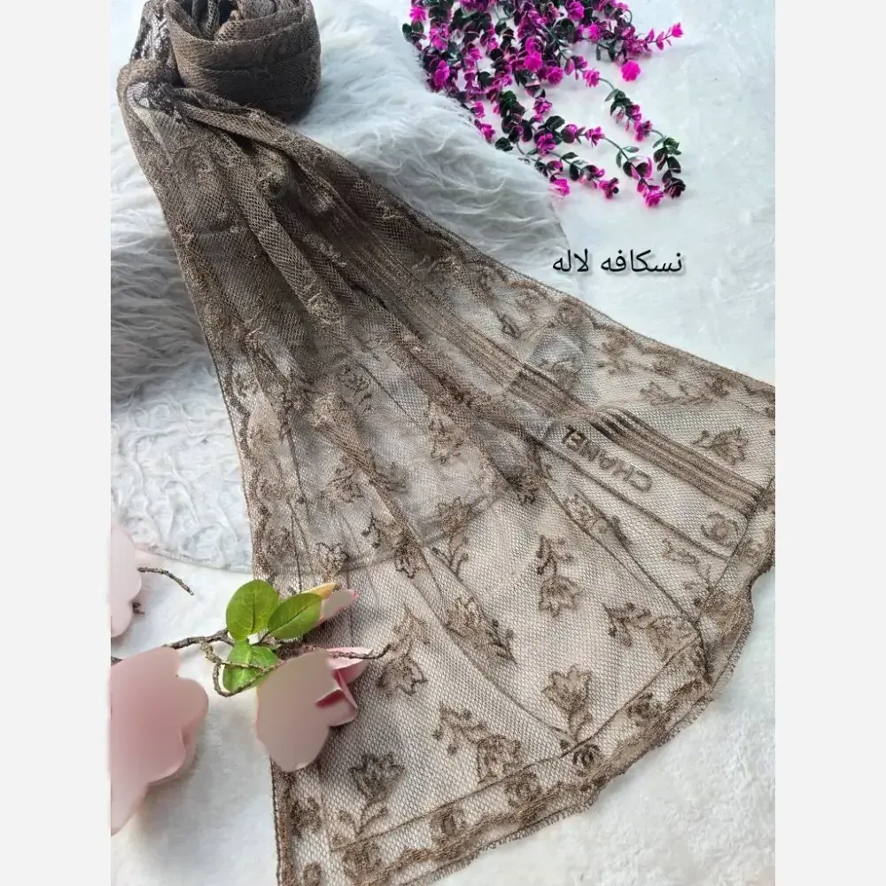 شال تور دانتل طرحدار رنگی فری سایز ابعاد 180*70