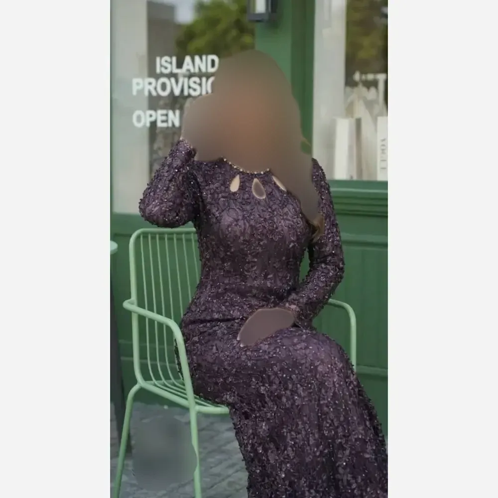لباس مجلسی زنانه دانتل برتلی سنگدوزی شده مدل تارا رنگ بادمجونی سایز 1 و 2 و 4