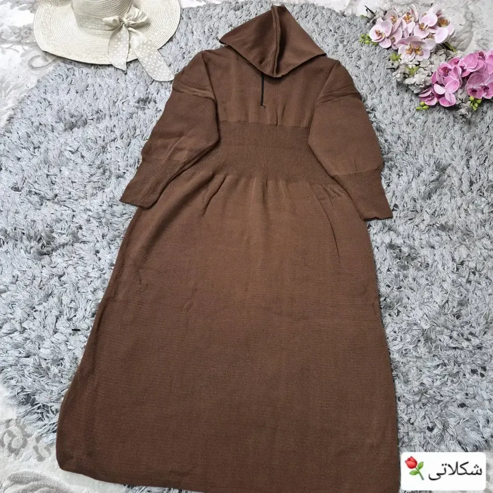 کفتان بافت اکریلیک کلاهدار مدل ساعت شنی سایز 38 تا 50