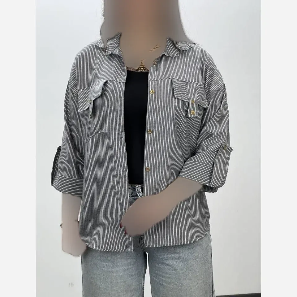 شومیز صلیبی ستاره زنانه جنس لنین کتان فری سایز تا 46