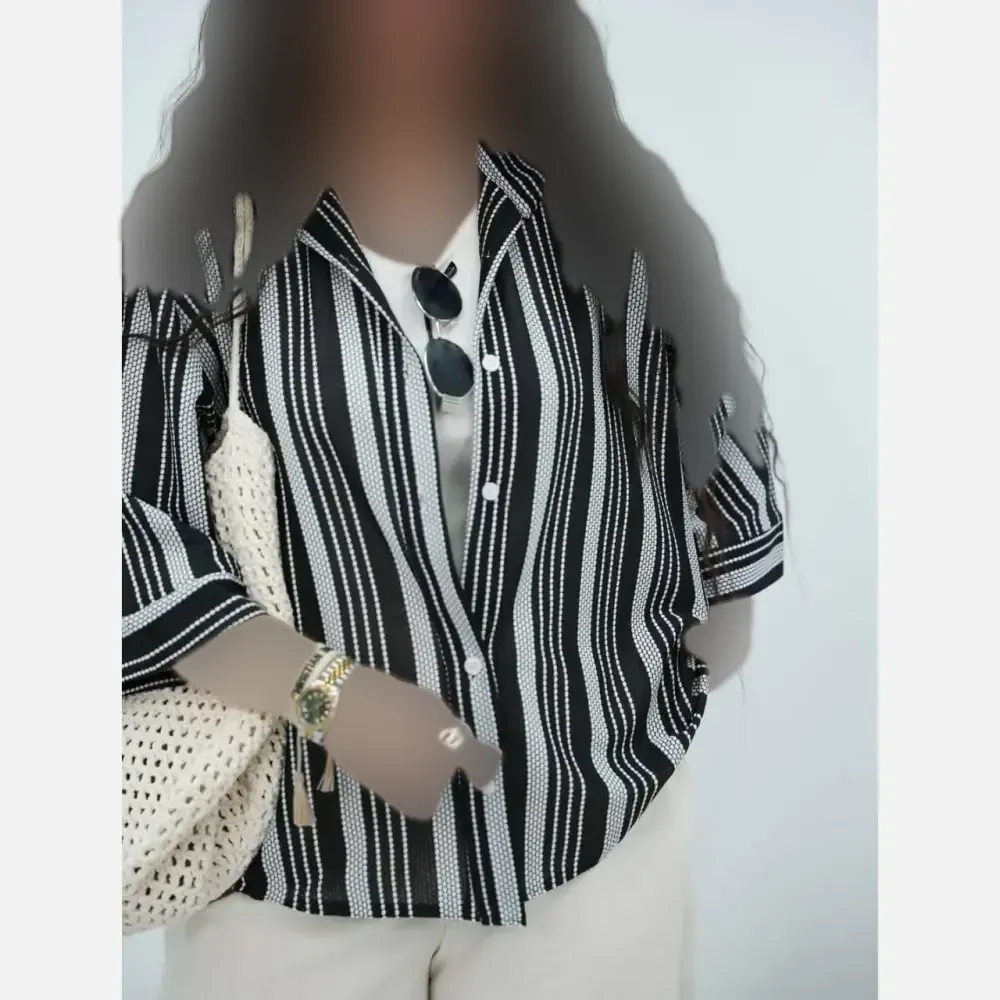 شومیز رولکس دانتل مراکشی فری سایز رنگ مشکی سفید و طوسی