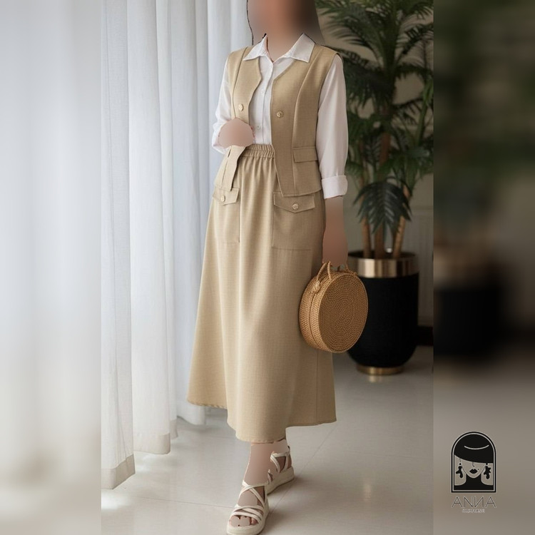ست شومیز دامن زنانه مدل ژینا جنس شانتون با فری سایز