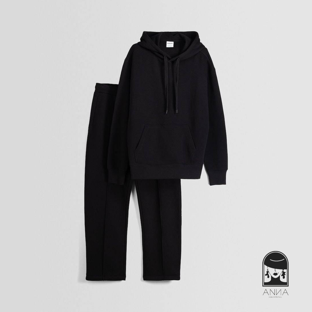 ست هودی شلوار زنانه مدل الهام جلو بسته جنس دورس تو کرکی فری سایز