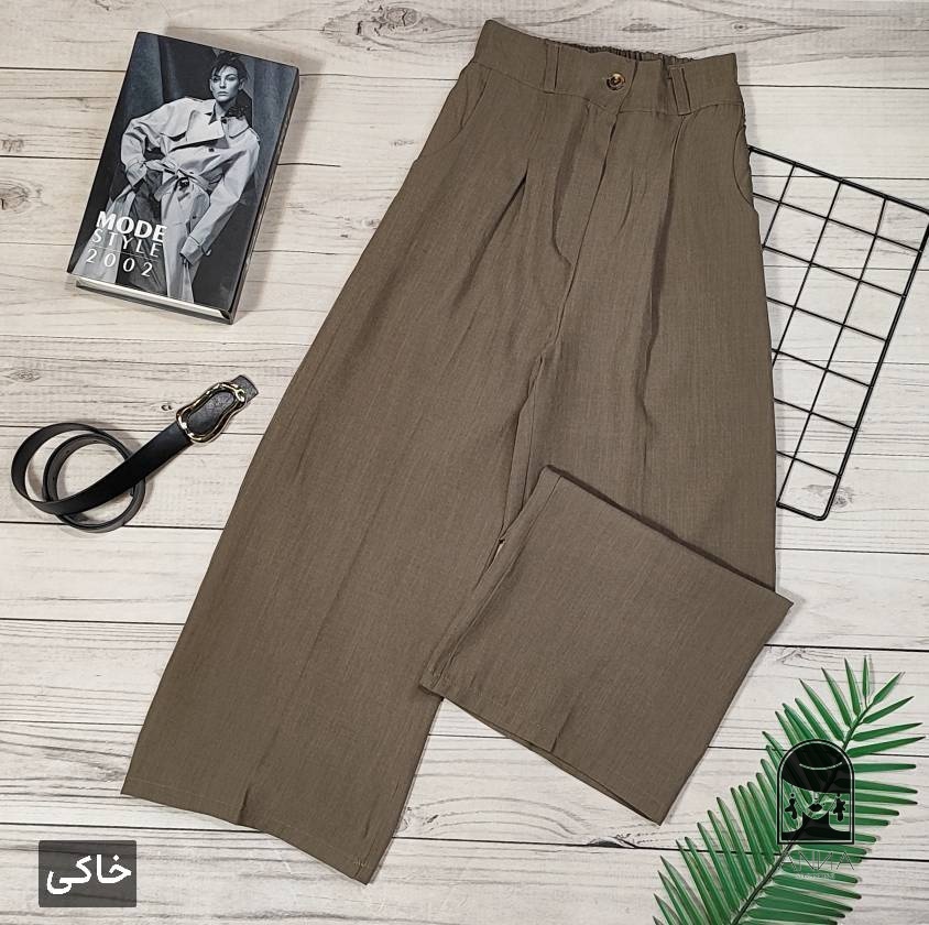 شلوار زنانه مدل واید لگ هرمس جنس کرپ هرمس سایز لارج