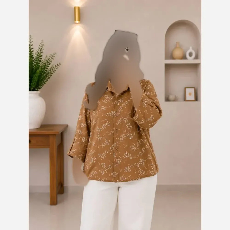 شومیز ساناز جنس شیشه ای لمه کاری شده فری سایز