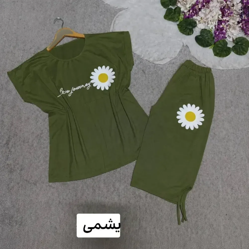 ست تاب شلوارک زنانه ویسکوز پنبه طرح گل سایز فری 36 تا 46