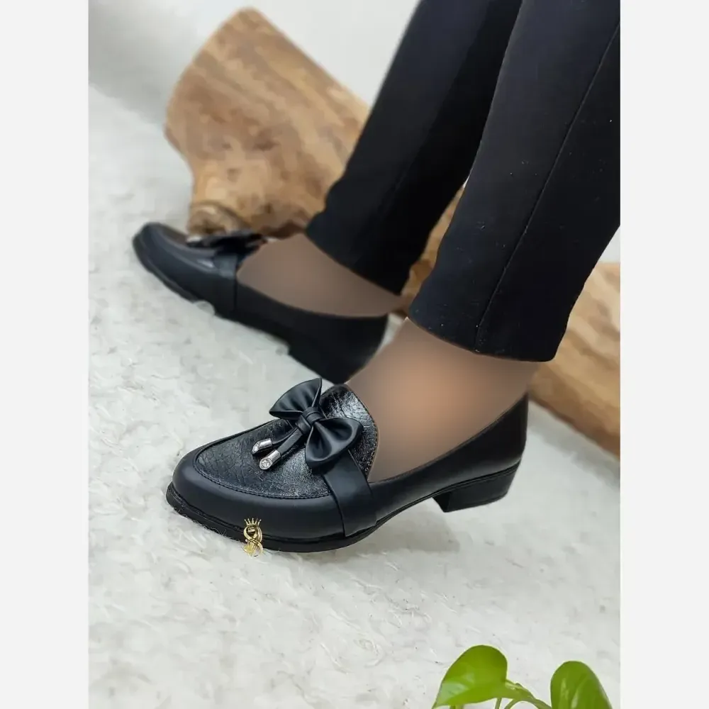 کفش کالج طبی زنانه مدل ملودی چرم مشکی سایز 37 تا 40