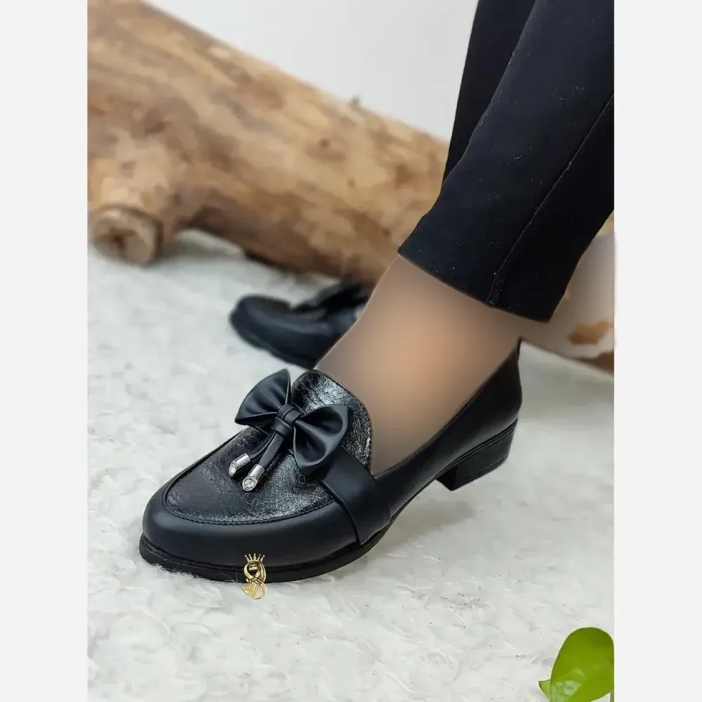 کفش کالج طبی زنانه مدل ملودی چرم مشکی سایز 37 تا 40