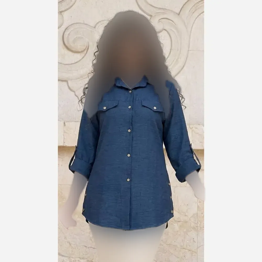 شومیز بغل دکمه استین پاکتی صوفیا شانتون فری سایز
