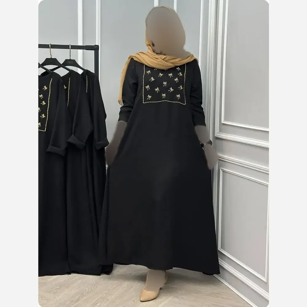 کفتان گلدوزی شانتون مشکی فری سایز قد 135