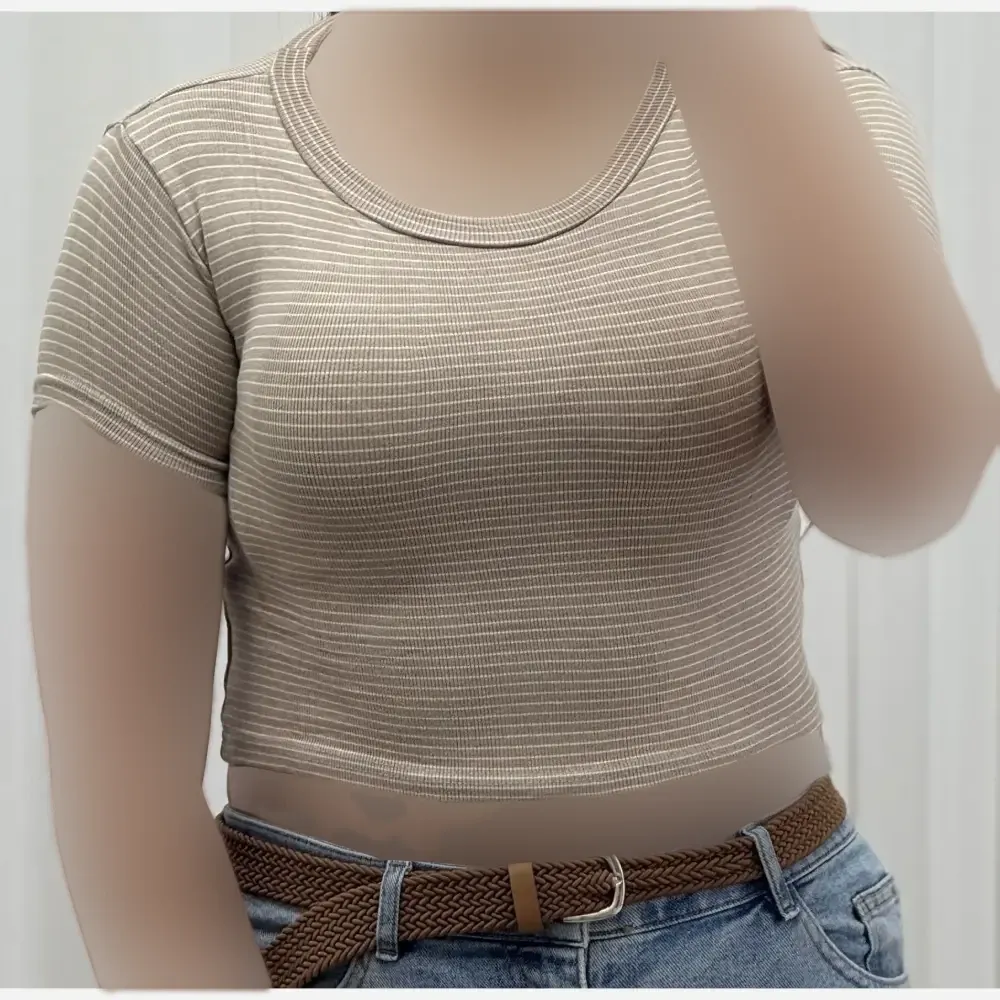 کراپ راه راه کبریتی چهارفصل زنانه دخترانه تنخور شیک سایز S M L XL XXL